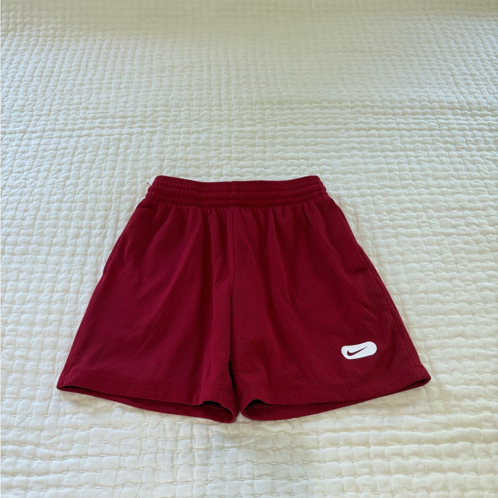 Kids Nike Dri-Fit Red Athletic Shorts with pockets